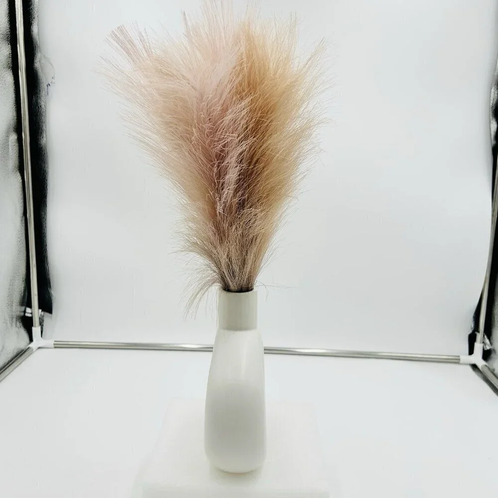 White Ceramic Vases Faux Pampas Grass Water Drop Design Doughnut Vase Modern